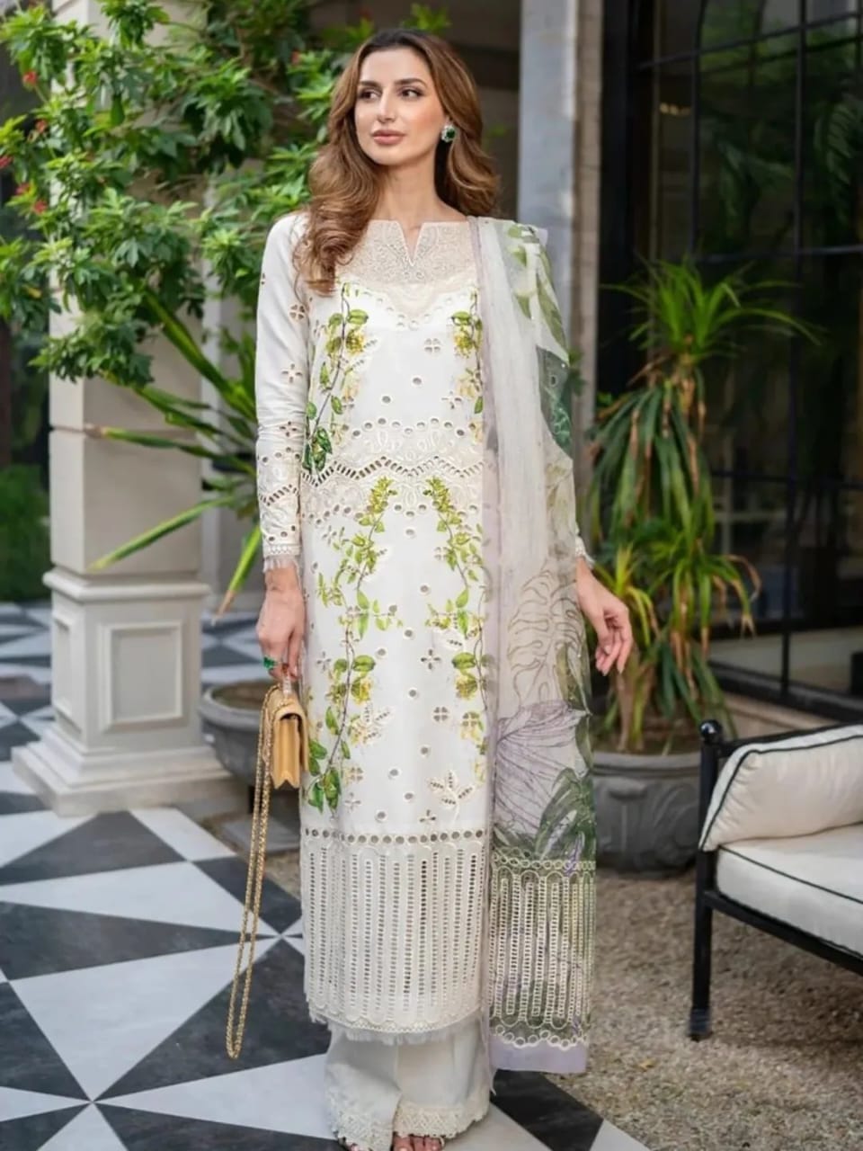 Lawn Chikankari Embroidered Patchwork Unstitched 3pc