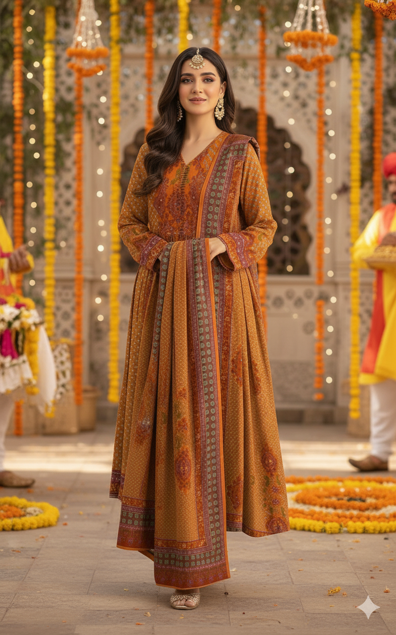 Nishat Unstitched Winter Collection β 3 Piece Printed Khaddar Suit (42502100-R)