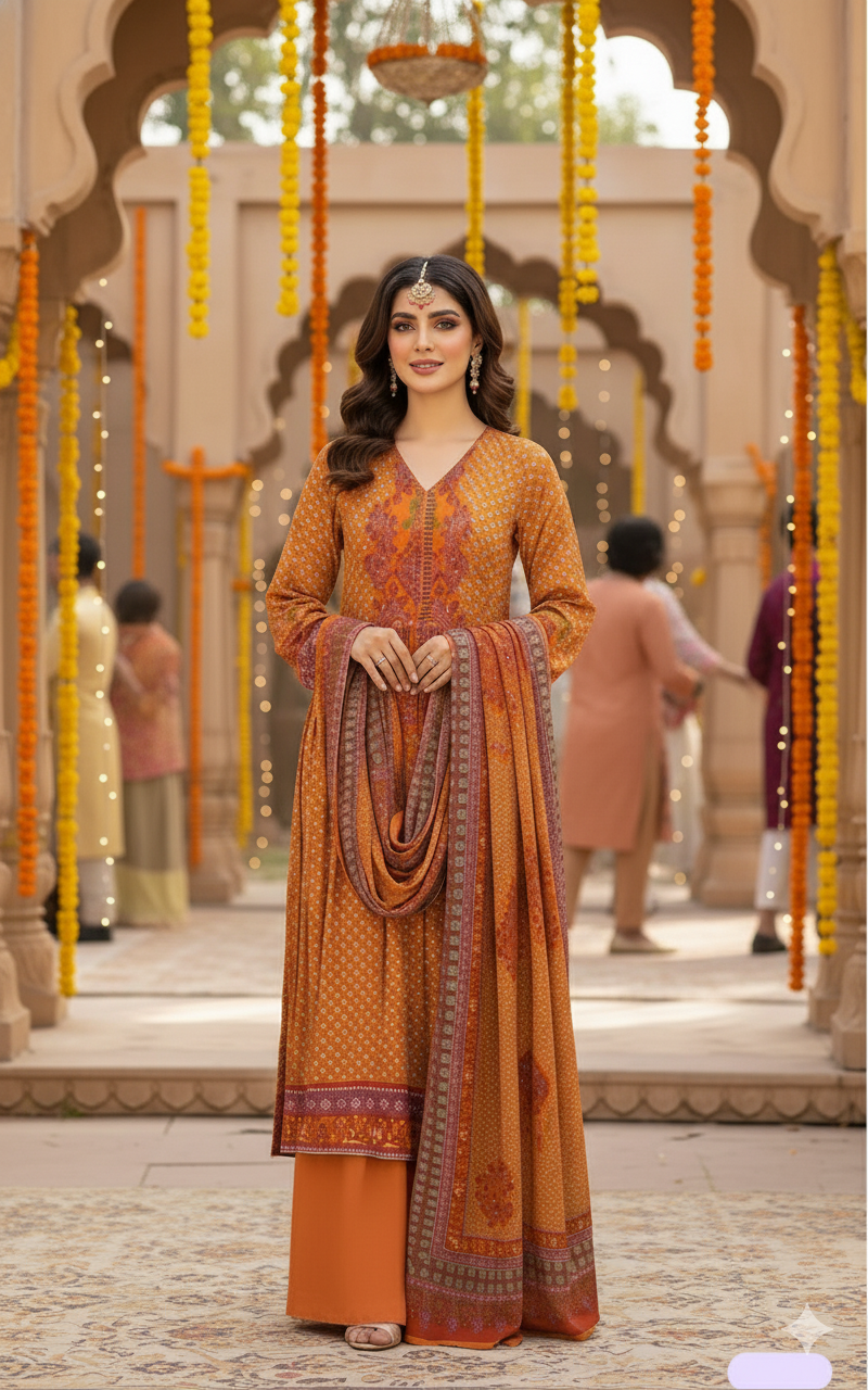 Nishat Unstitched Winter Collection β 3 Piece Printed Khaddar Suit (42502100-R)