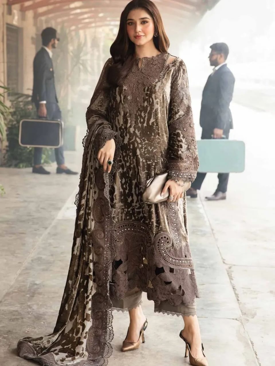 Lawn printed with embroidered patch unstitched 3pc